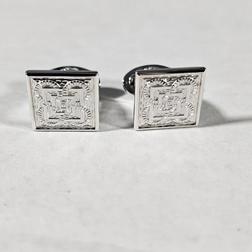Jan Leslie Cufflinks Mens OS Silver Sterling 925 Geometric Knot Square Formal